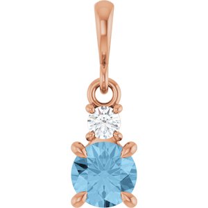 14K Rose Gold Natural Sky Blue Topaz & .06 CT Natural Diamond Pendant