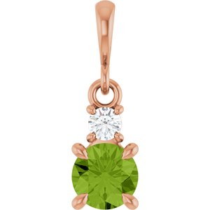 14K Rose Gold Natural Peridot & .06 CT Natural Diamond Pendant