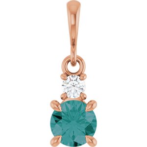 14K Rose Gold Lab-Grown Alexandrite & .06 CT Natural Diamond Pendant