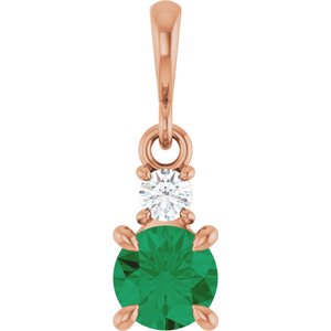 14K Rose Gold Natural Emerald & .06 CT Natural Diamond Pendant