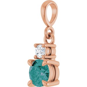 14K Rose Gold Lab-Grown Alexandrite & .06 CT Natural Diamond Pendant