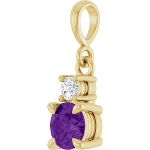 14K Yellow Gold Natural Amethyst & .06 CT Natural Diamond Pendant