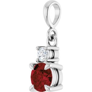 Platinum Natural Mozambique Garnet & .06 CT Natural Diamond Pendant