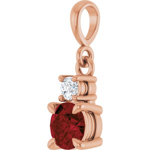14K Rose Gold Natural Mozambique Garnet & .06 CT Natural Diamond Pendant