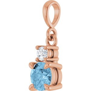 14K Rose Gold Natural Sky Blue Topaz & .06 CT Natural Diamond Pendant