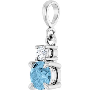 Sterling Silver Natural Sky Blue Topaz & .06 CT Natural Diamond Pendant