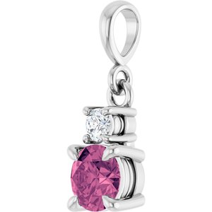 Platinum Natural Pink Tourmaline & .06 CT Natural Diamond Pendant