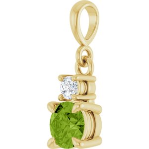 14K Yellow Gold Natural Peridot & .06 CT Natural Diamond Pendant