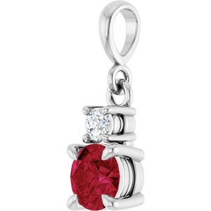 14K White Gold Natural Ruby & .06 CT Natural Diamond Pendant