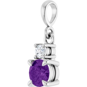 14K White Gold Natural Amethyst & .06 CT Natural Diamond Pendant