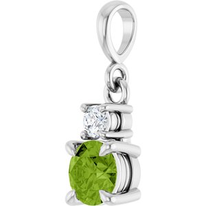 Platinum Natural Peridot & .06 CT Natural Diamond Pendant