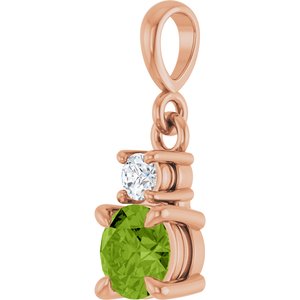 14K Rose Gold Natural Peridot & .06 CT Natural Diamond Pendant