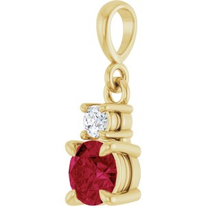 14K Yellow Gold Natural Ruby & .06 CT Natural Diamond Pendant