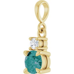 14K Yellow Gold Lab-Grown Alexandrite & .06 CT Natural Diamond Pendant