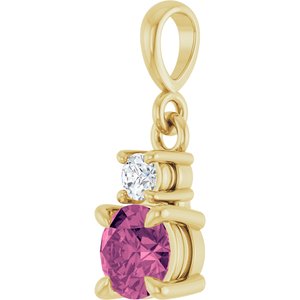 14K Yellow Gold Natural Pink Tourmaline & .06 CT Natural Diamond Pendant