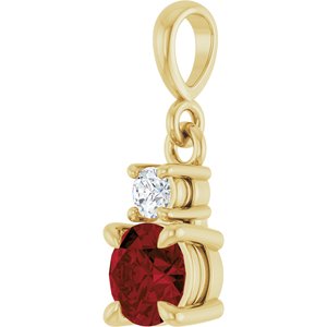14K Yellow Gold Natural Mozambique Garnet & .06 CT Natural Diamond Pendant