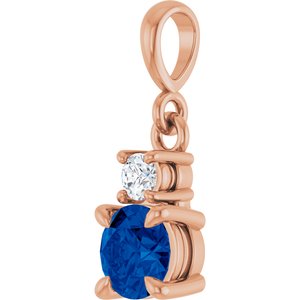 14K Rose Gold Natural Blue Sapphire & .06 CT Natural Diamond Pendant