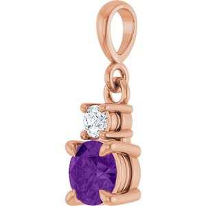 14K Rose Gold Natural Amethyst & .06 CT Natural Diamond Pendant