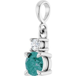 Sterling Silver Lab-Grown Alexandrite & .06 CT Natural Diamond Pendant