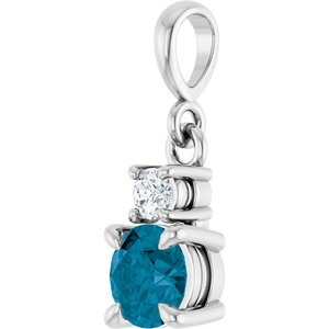 Sterling Silver Natural London Blue Topaz & .06 CT Natural Diamond Pendant