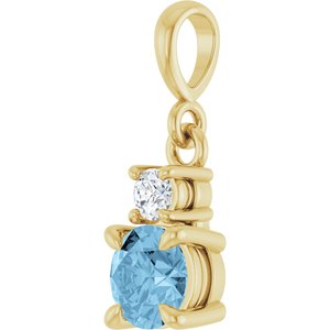 14K Yellow Gold Natural Sky Blue Topaz & .06 CT Natural Diamond Pendant