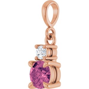 14K Rose Gold Natural Pink Tourmaline & .06 CT Natural Diamond Pendant