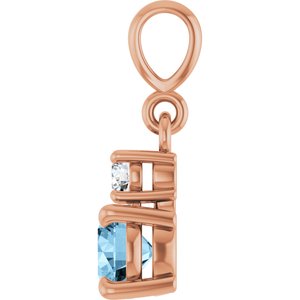 14K Rose Gold Natural Sky Blue Topaz & .06 CT Natural Diamond Pendant