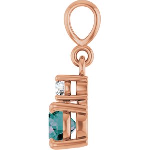 14K Rose Gold Lab-Grown Alexandrite & .06 CT Natural Diamond Pendant