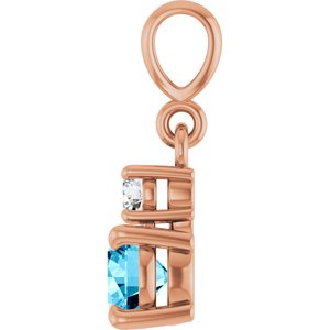 14K Rose Gold Natural Aquamarine & .06 CT Natural Diamond Pendant