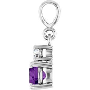 Sterling Silver Natural Amethyst & .06 CT Natural Diamond Pendant