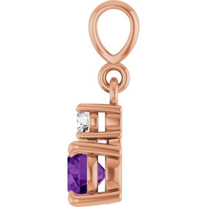 14K Rose Gold Natural Amethyst & .06 CT Natural Diamond Pendant