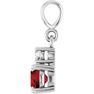 Platinum Natural Mozambique Garnet & .06 CT Natural Diamond Pendant