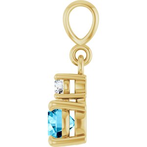 14K Yellow Gold Natural Aquamarine & .06 CT Natural Diamond Pendant