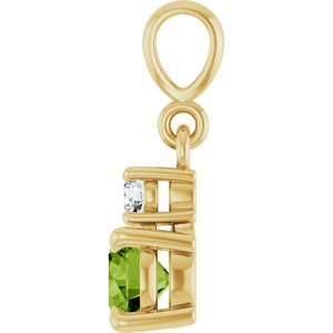 14K Yellow Gold Natural Peridot & .06 CT Natural Diamond Pendant