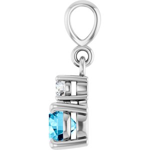 Sterling Silver Natural Aquamarine & .06 CT Natural Diamond Pendant