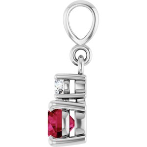 Sterling Silver Lab-Grown Ruby & .06 CT Natural Diamond Pendant