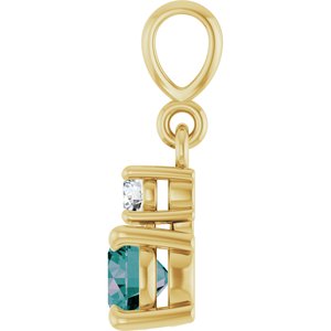14K Yellow Gold Lab-Grown Alexandrite & .06 CT Natural Diamond Pendant