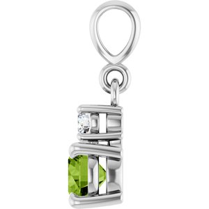 Sterling Silver Natural Peridot & .06 CT Natural Diamond Pendant