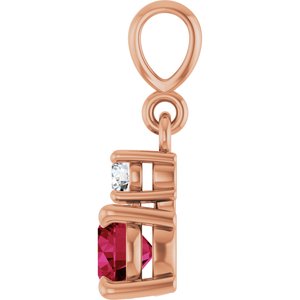 14K Rose Gold Lab-Grown Ruby & .06 CT Natural Diamond Pendant