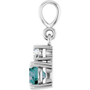 14K White Gold Lab-Grown Alexandrite & .06 CT Natural Diamond Pendant