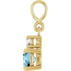 14K Yellow Gold Natural Sky Blue Topaz & .06 CT Natural Diamond Pendant