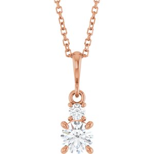 14K Rose Gold Lab-Grown Moissanite & .06 CT Natural Diamond 16-18" Necklace