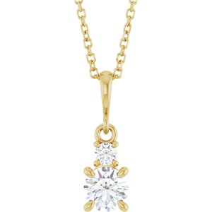 14K Yellow Gold Lab-Grown Moissanite & .06 CT Natural Diamond 16-18" Necklace