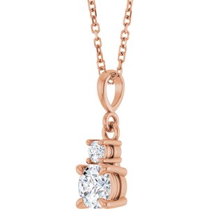 14K Rose Gold Lab-Grown Moissanite & .06 CT Natural Diamond 16-18" Necklace