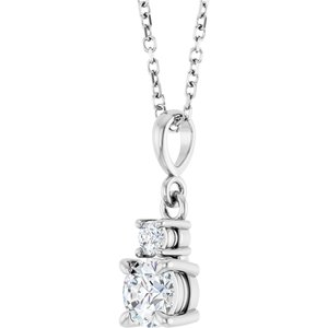 Platinum Lab-Grown Moissanite & .06 CT Natural Diamond 16-18" Necklace