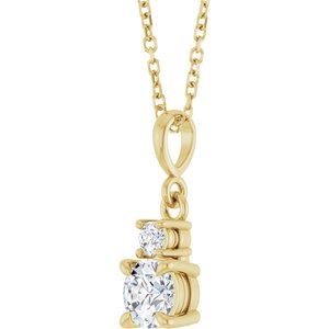 14K Yellow Gold Lab-Grown Moissanite & .06 CT Natural Diamond 16-18" Necklace