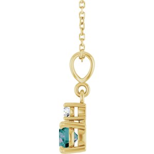 14K Yellow Gold Lab-Grown Alexandrite & .06 CT Natural Diamond 16-18" Necklace