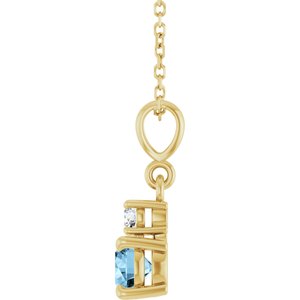 14K Yellow Gold Natural Sky Blue Topaz & .06 CT Natural Diamond 16-18" Necklace