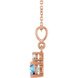 14K Rose Gold Natural Sky Blue Topaz & .06 CT Natural Diamond 16-18" Necklace