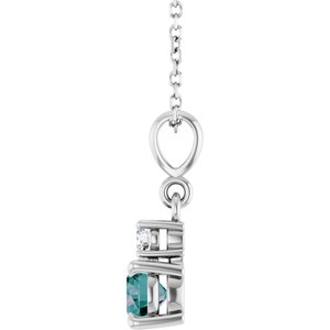 Platinum Lab-Grown Alexandrite & .06 CT Natural Diamond 16-18" Necklace